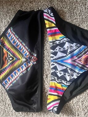 Bikini Swimsuit with Black & Multicolor Tribal Print